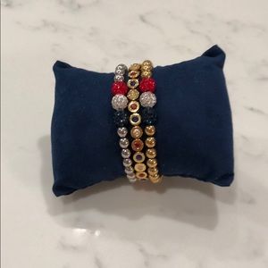 Rustic Cuff Red + White + Blue Bracelet Combo